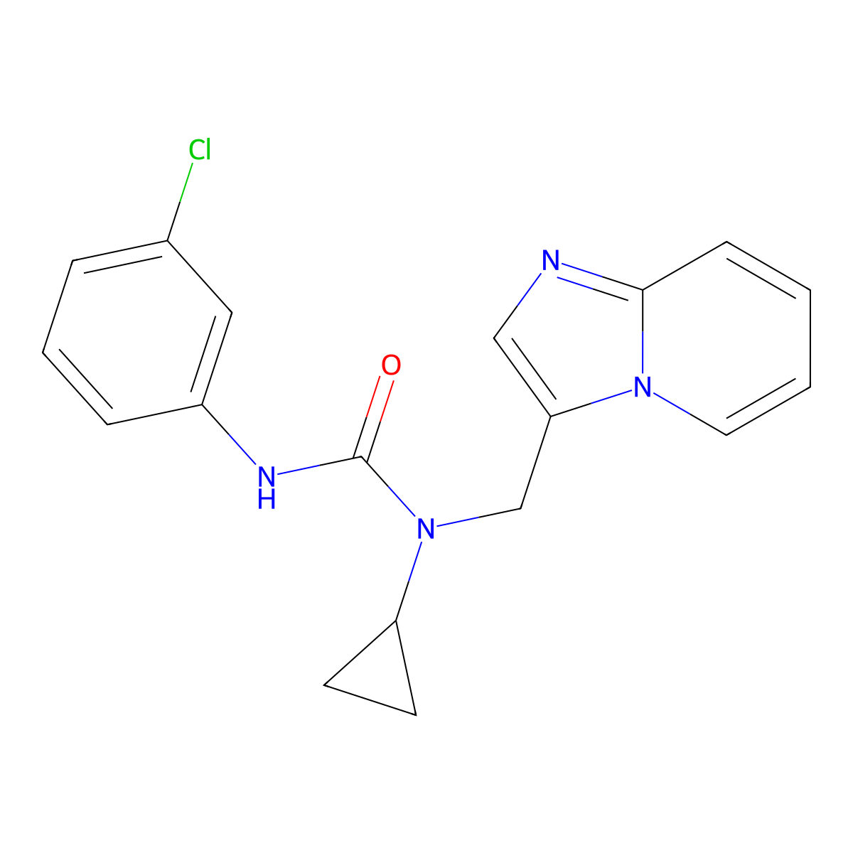 3-(3-Chlorophenyl)-1-cyclopropyl-1-(imidazo[1,2-a]pyridin-3-ylmethyl)urea molecular structure, CAS 1448135-14-5