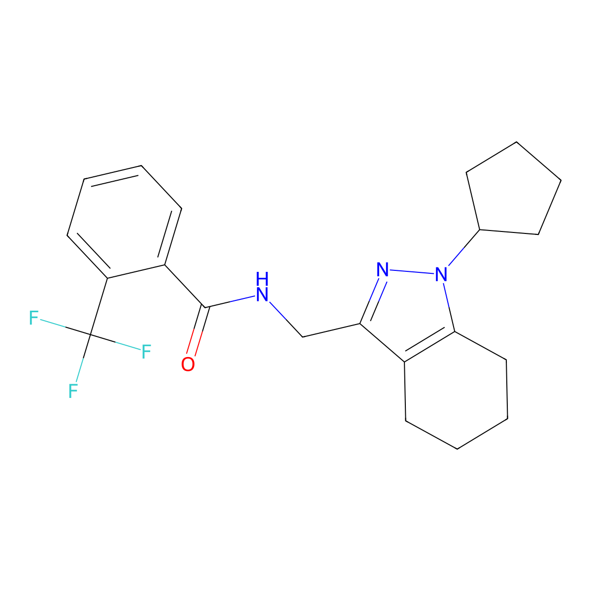 N-[(1-cyclopentyl-4,5,6,7-tetrahydro-1H-indazol-3-yl)methyl]-2-(trifluoromethyl)benzamide molecular structure, CAS 1448135-16-7
