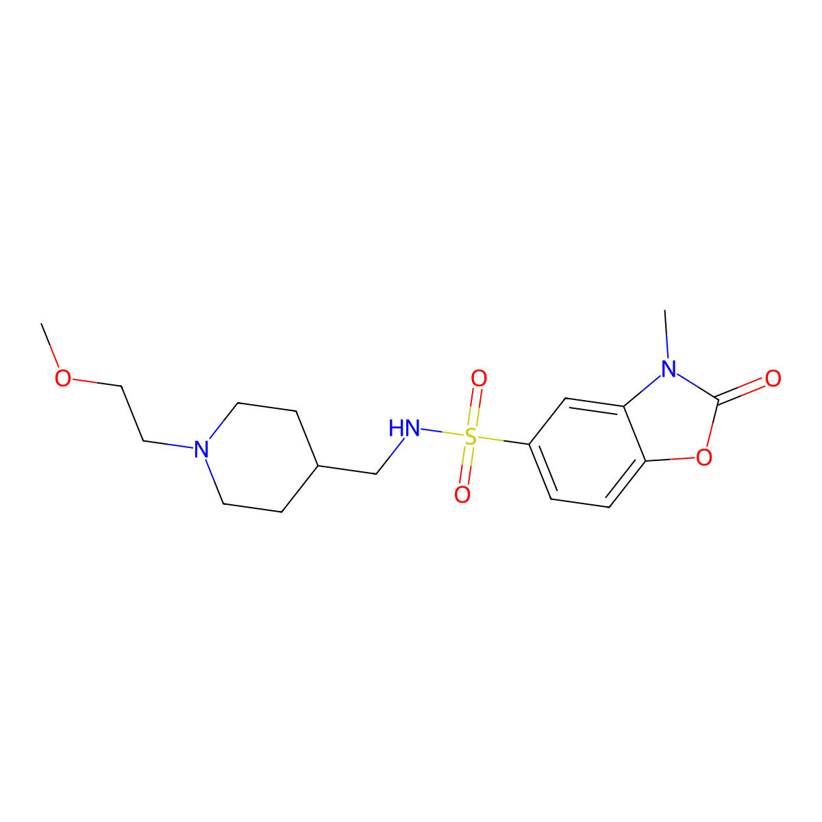 N-((1-(2-methoxyethyl)piperidin-4-yl)methyl)-3-methyl-2-oxo-2,3-dihydrobenzo[d]oxazole-5-sulfonamide molecular structure, CAS 1448135-17-8