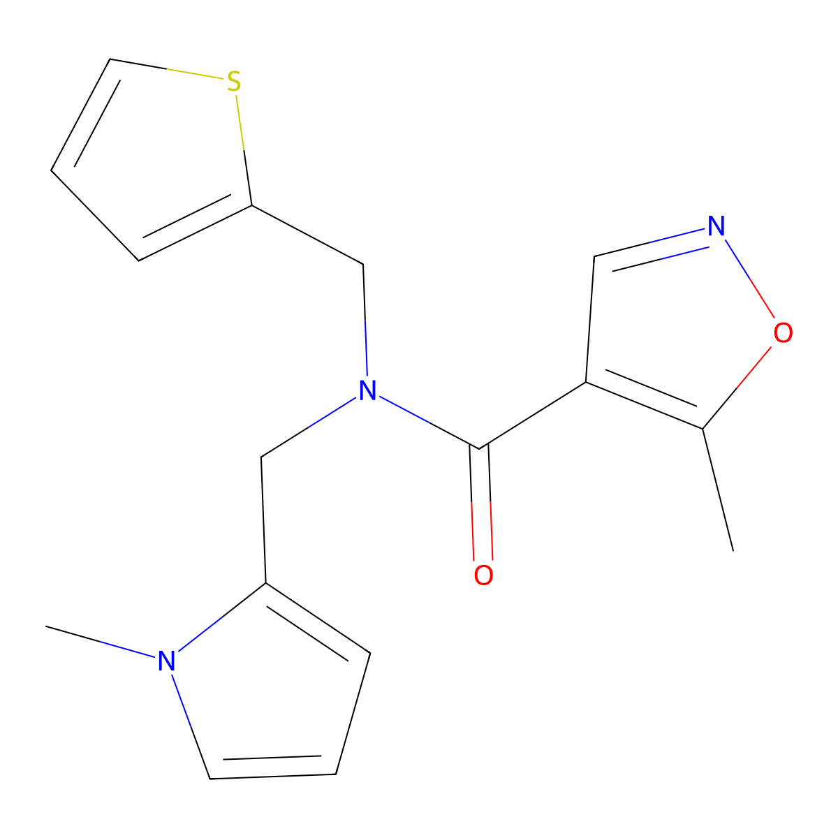 5-methyl-N-((1-methyl-1H-pyrrol-2-yl)methyl)-N-(thiophen-2-ylmethyl)isoxazole-4-carboxamide molecular structure, CAS 1448135-26-9