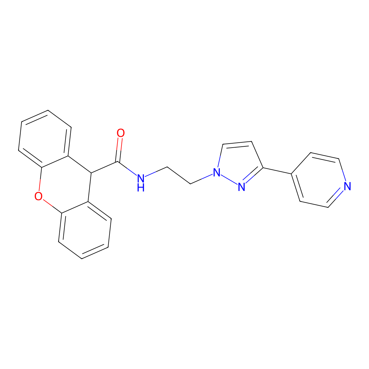 N-{2-[3-(pyridin-4-yl)-1H-pyrazol-1-yl]ethyl}-9H-xanthene-9-carboxamide molecular structure, CAS 1448135-31-6