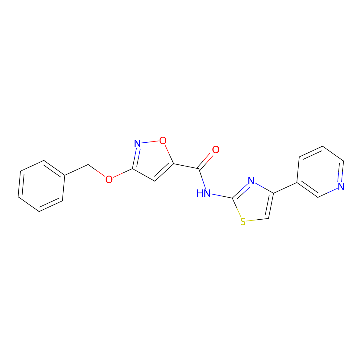 3-(benzyloxy)-N-(4-(pyridin-3-yl)thiazol-2-yl)isoxazole-5-carboxamide molecular structure, CAS 1448135-32-7
