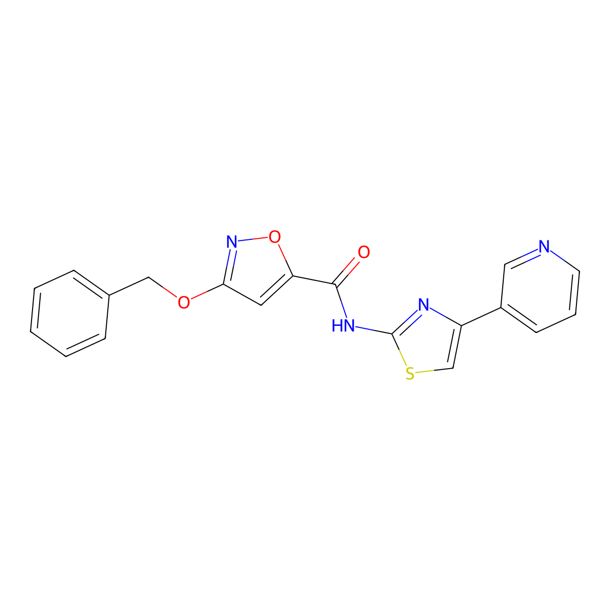 3-(benzyloxy)-N-(4-(pyridin-3-yl)thiazol-2-yl)isoxazole-5-carboxamide molecular structure, CAS 1448135-32-7