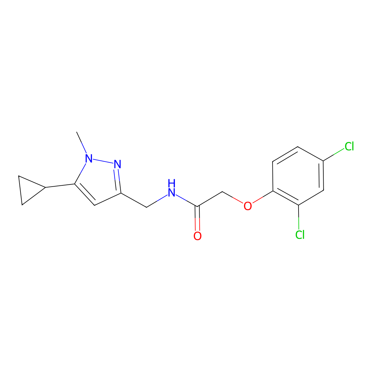 N-[(5-cyclopropyl-1-methyl-1H-pyrazol-3-yl)methyl]-2-(2,4-dichlorophenoxy)acetamide molecular structure, CAS 1448135-34-9
