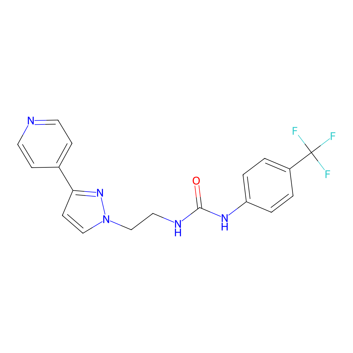 1-(2-(3-(pyridin-4-yl)-1H-pyrazol-1-yl)ethyl)-3-(4-(trifluoromethyl)phenyl)urea molecular structure, CAS 1448135-35-0