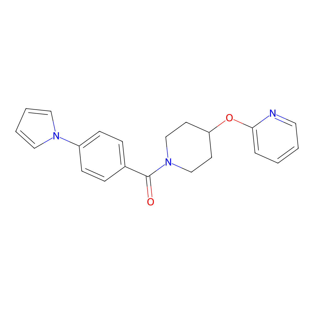 (4-(1H-pyrrol-1-yl)phenyl)(4-(pyridin-2-yloxy)piperidin-1-yl)methanone molecular structure, CAS 1448135-37-2