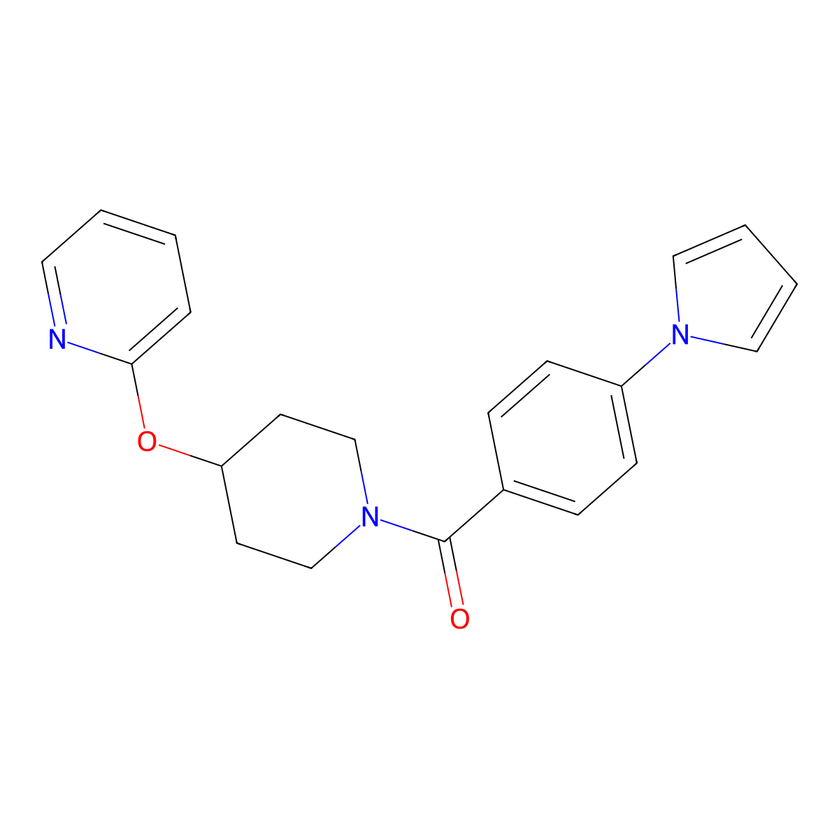 (4-(1H-pyrrol-1-yl)phenyl)(4-(pyridin-2-yloxy)piperidin-1-yl)methanone molecular structure, CAS 1448135-37-2
