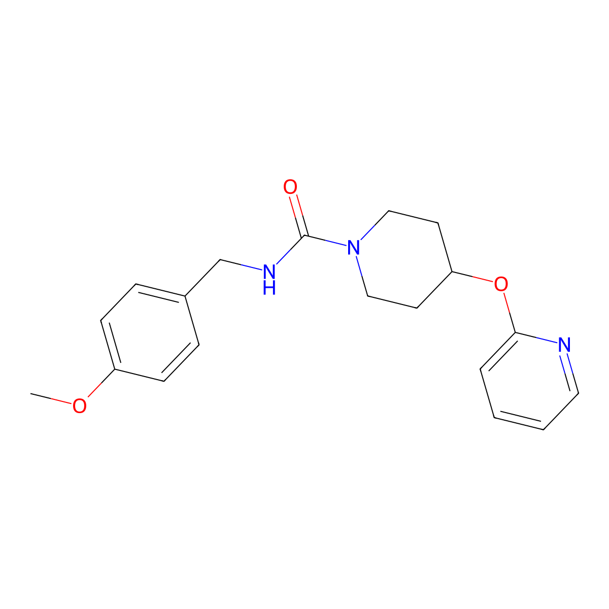 N-(4-methoxybenzyl)-4-(pyridin-2-yloxy)piperidine-1-carboxamide molecular structure, CAS 1448135-41-8