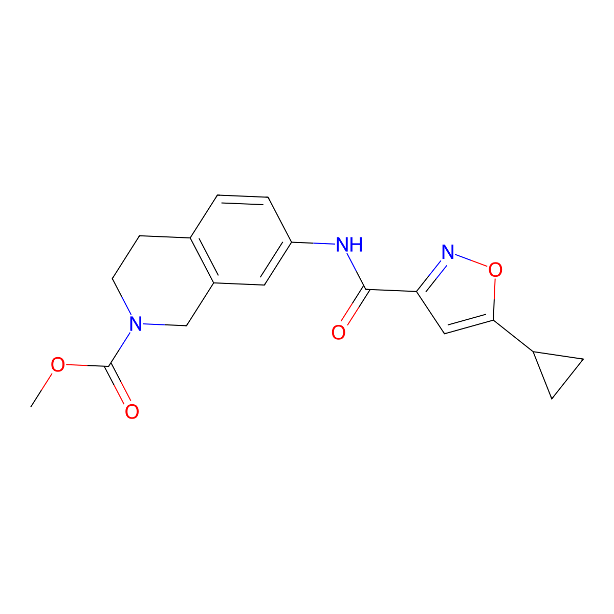 methyl 7-(5-cyclopropylisoxazole-3-carboxamido)-3,4-dihydroisoquinoline-2(1H)-carboxylate molecular structure, CAS 1448135-46-3