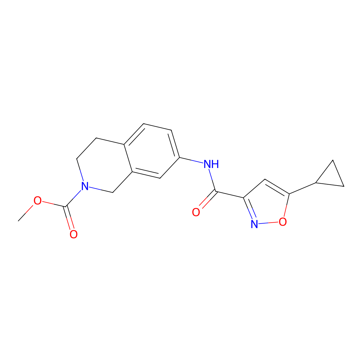 methyl 7-(5-cyclopropylisoxazole-3-carboxamido)-3,4-dihydroisoquinoline-2(1H)-carboxylate molecular structure, CAS 1448135-46-3