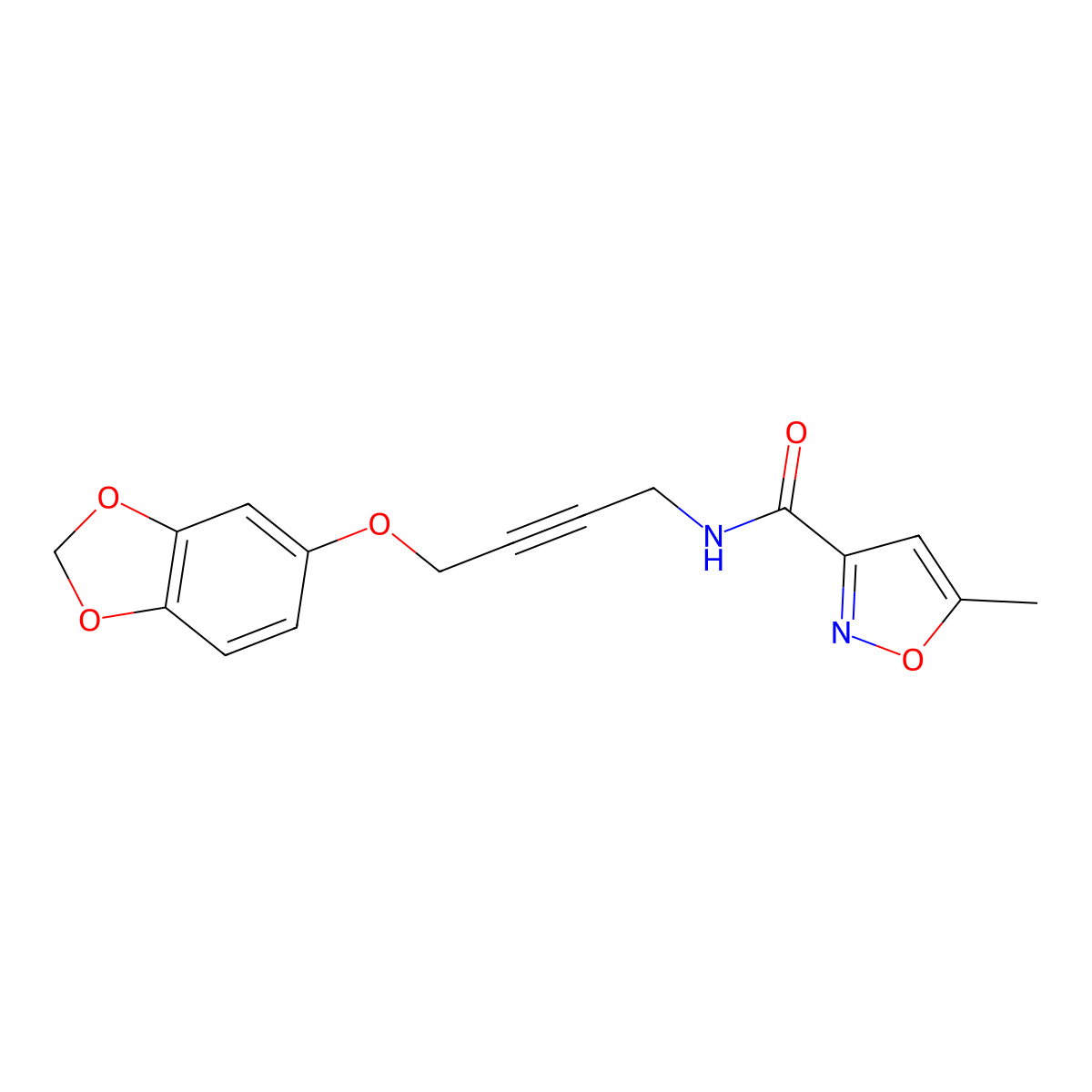 N-(4-(benzo[d][1,3]dioxol-5-yloxy)but-2-yn-1-yl)-5-methylisoxazole-3-carboxamide molecular structure, CAS 1448135-48-5