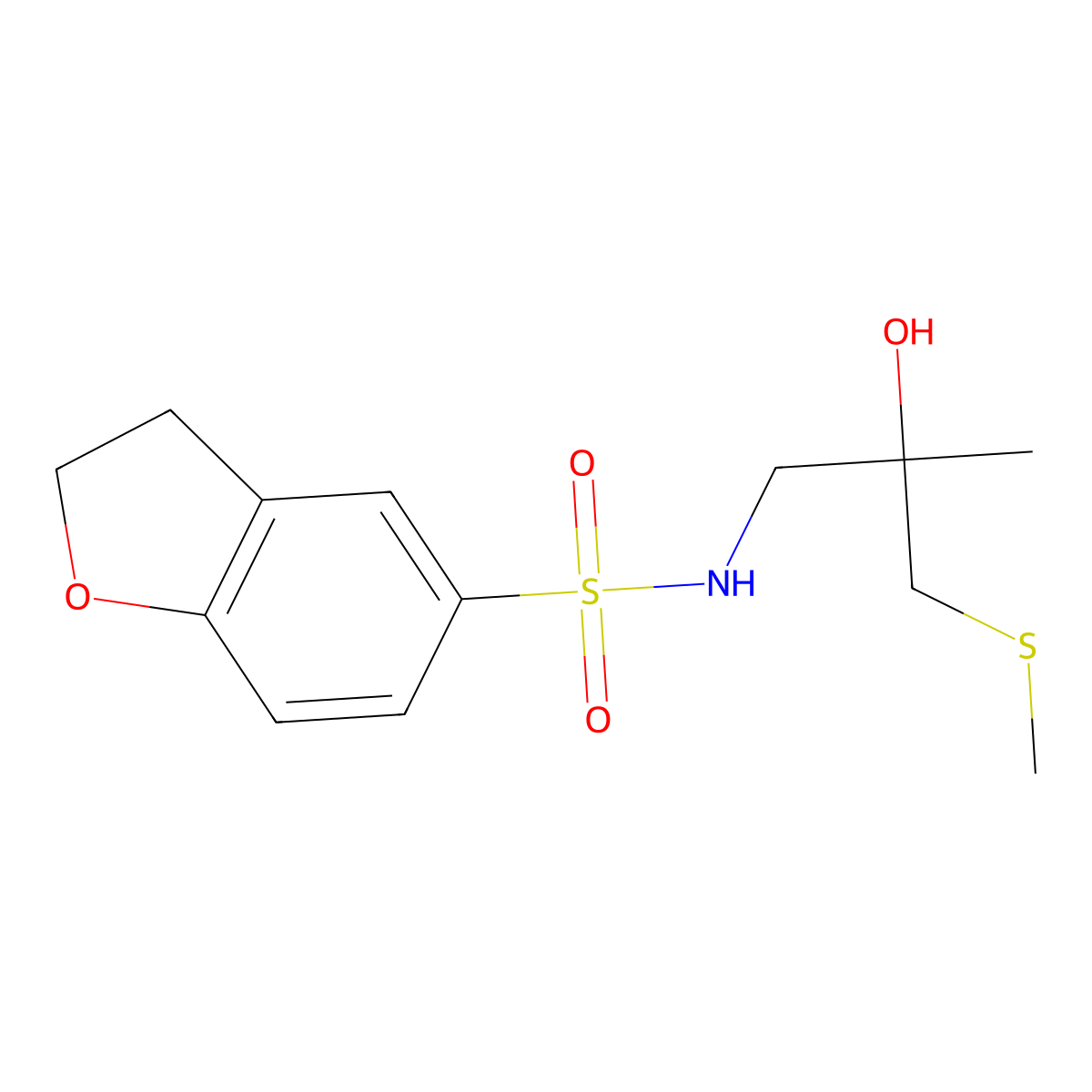 N-(2-hydroxy-2-methyl-3-(methylthio)propyl)-2,3-dihydrobenzofuran-5-sulfonamide molecular structure, CAS 1448135-51-0