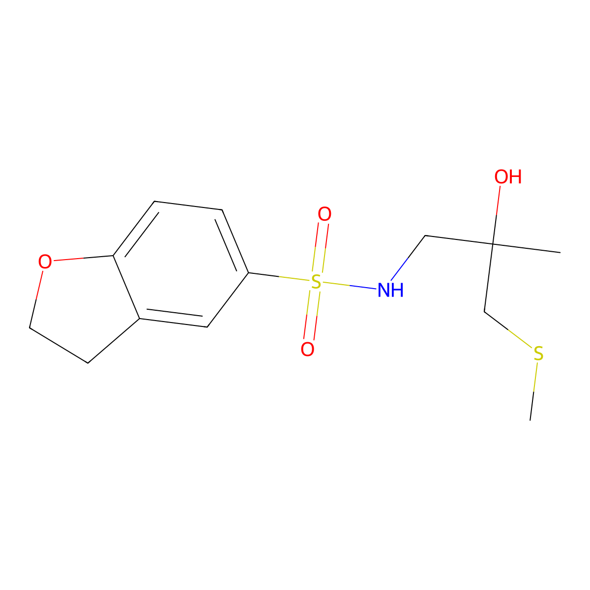 N-(2-hydroxy-2-methyl-3-(methylthio)propyl)-2,3-dihydrobenzofuran-5-sulfonamide molecular structure, CAS 1448135-51-0