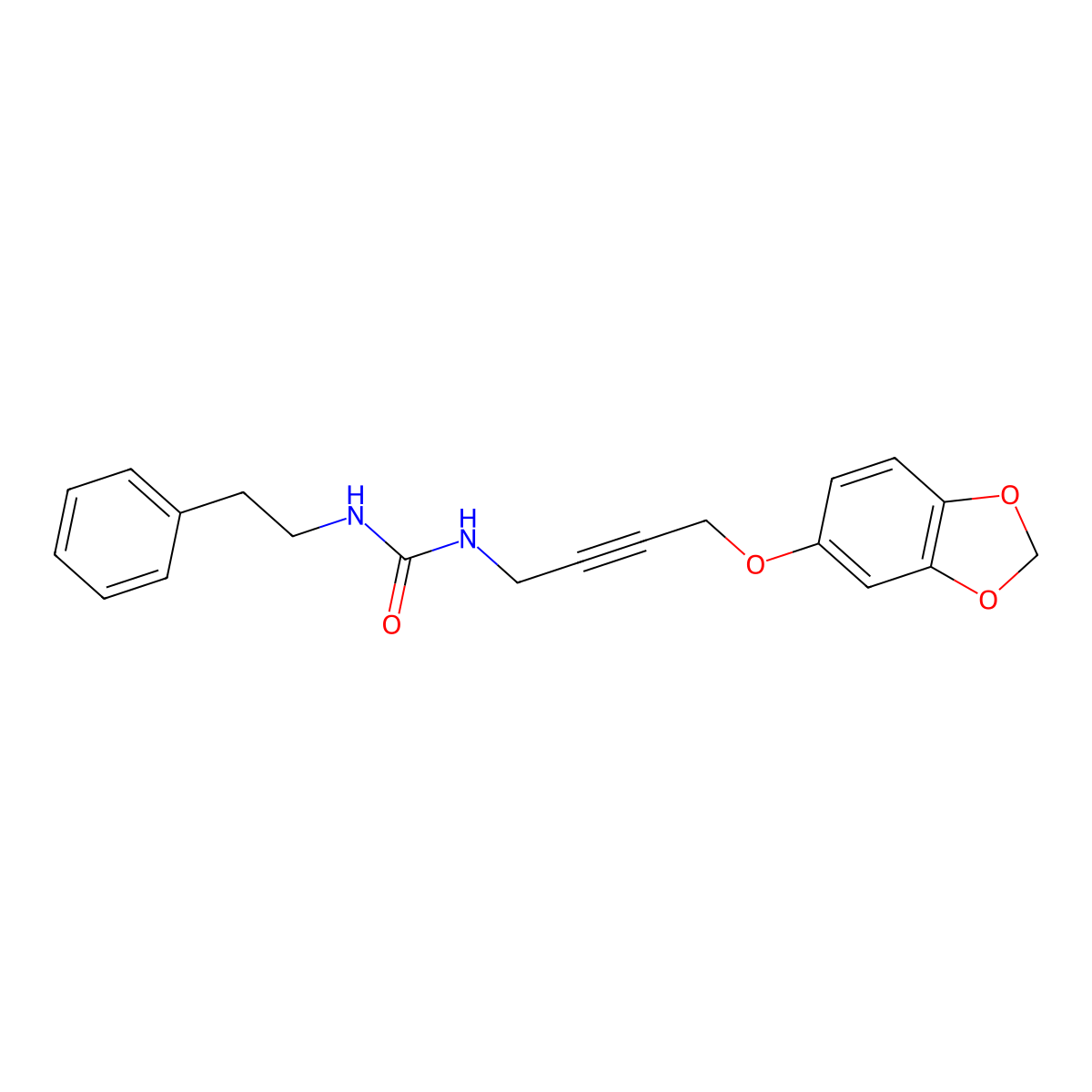1-(4-(Benzo[d][1,3]dioxol-5-yloxy)but-2-yn-1-yl)-3-phenethylurea molecular structure, CAS 1448135-54-3