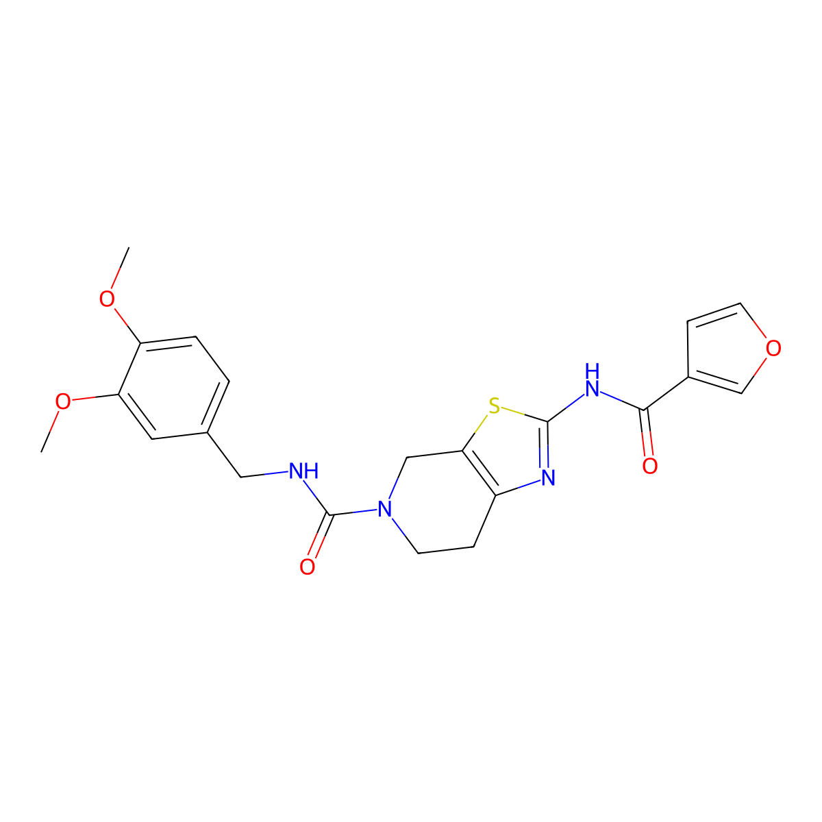 N-(3,4-dimethoxybenzyl)-2-(furan-3-carboxamido)-6,7-dihydrothiazolo[5,4-c]pyridine-5(4H)-carboxamide molecular structure, CAS 1448135-59-8