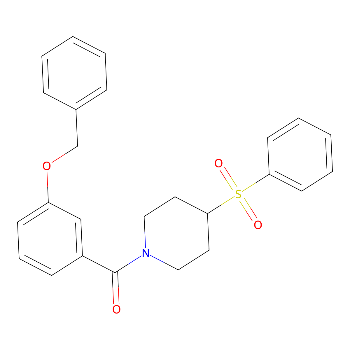 (3-(Benzyloxy)phenyl)(4-(phenylsulfonyl)piperidin-1-yl)methanone molecular structure, CAS 1448135-63-4