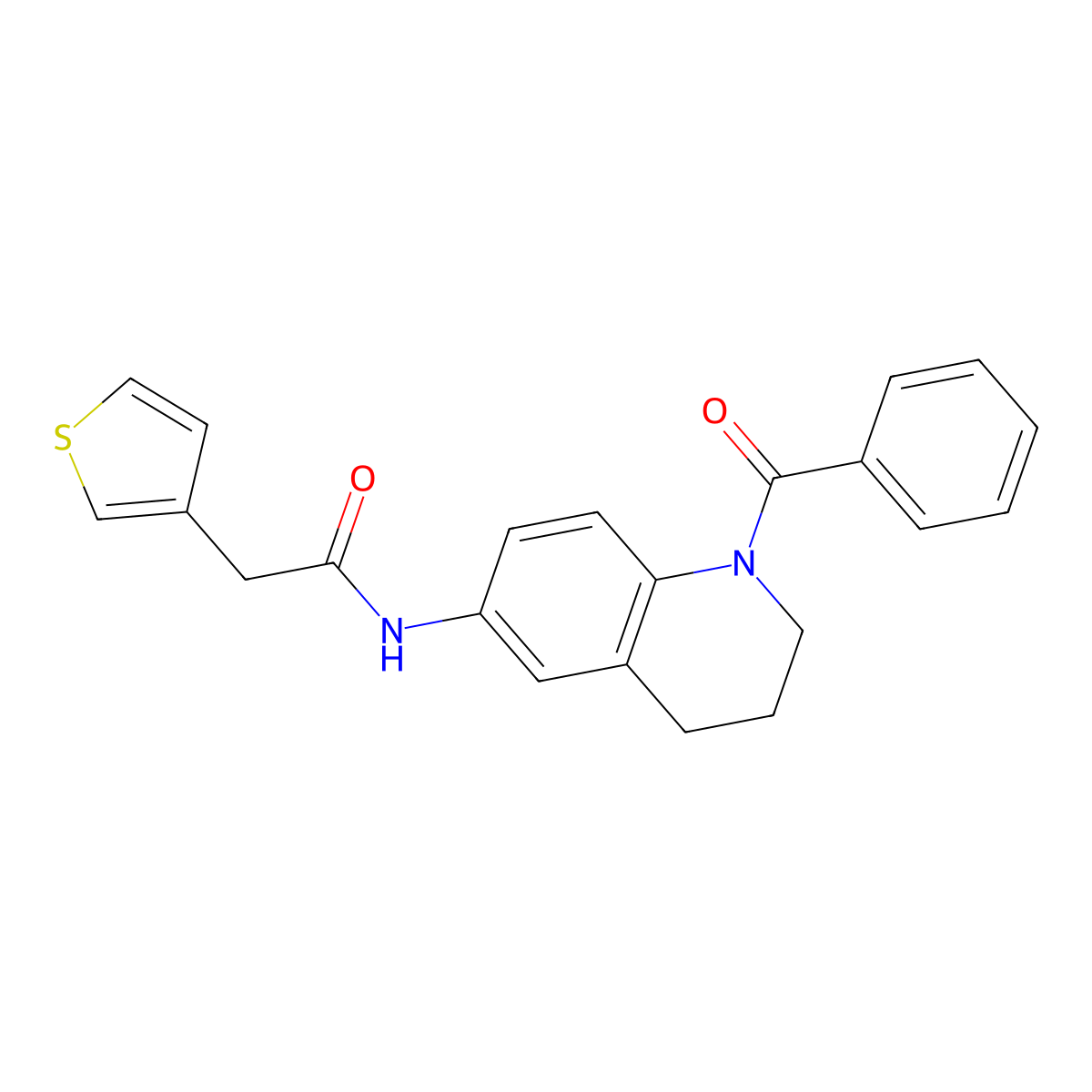 N-(1-benzoyl-1,2,3,4-tetrahydroquinolin-6-yl)-2-(thiophen-3-yl)acetamide molecular structure, CAS 1448135-67-8