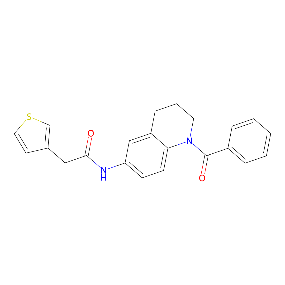 N-(1-benzoyl-1,2,3,4-tetrahydroquinolin-6-yl)-2-(thiophen-3-yl)acetamide molecular structure, CAS 1448135-67-8