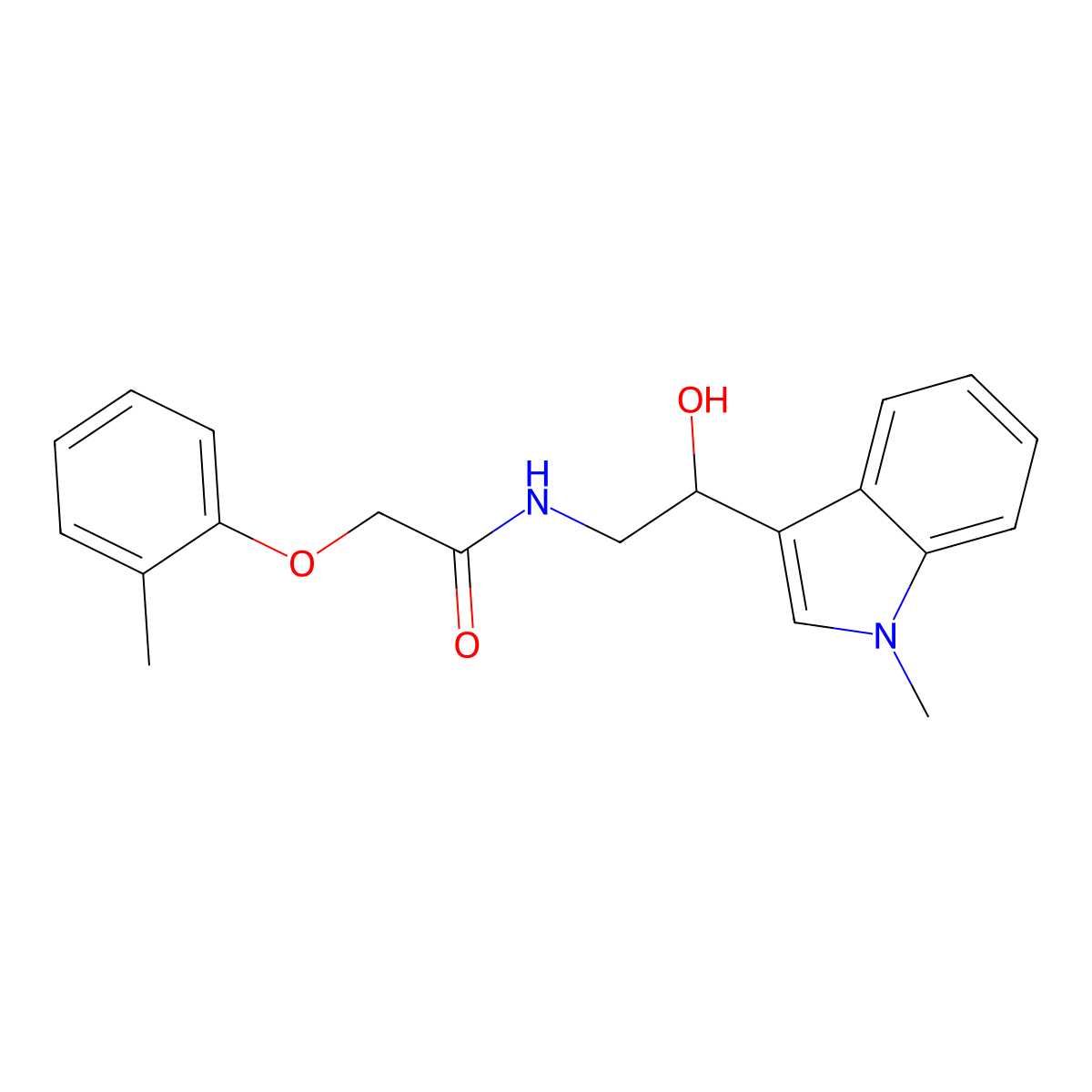 N-(2-hydroxy-2-(1-methyl-1H-indol-3-yl)ethyl)-2-(o-tolyloxy)acetamide molecular structure, CAS 1448135-70-3