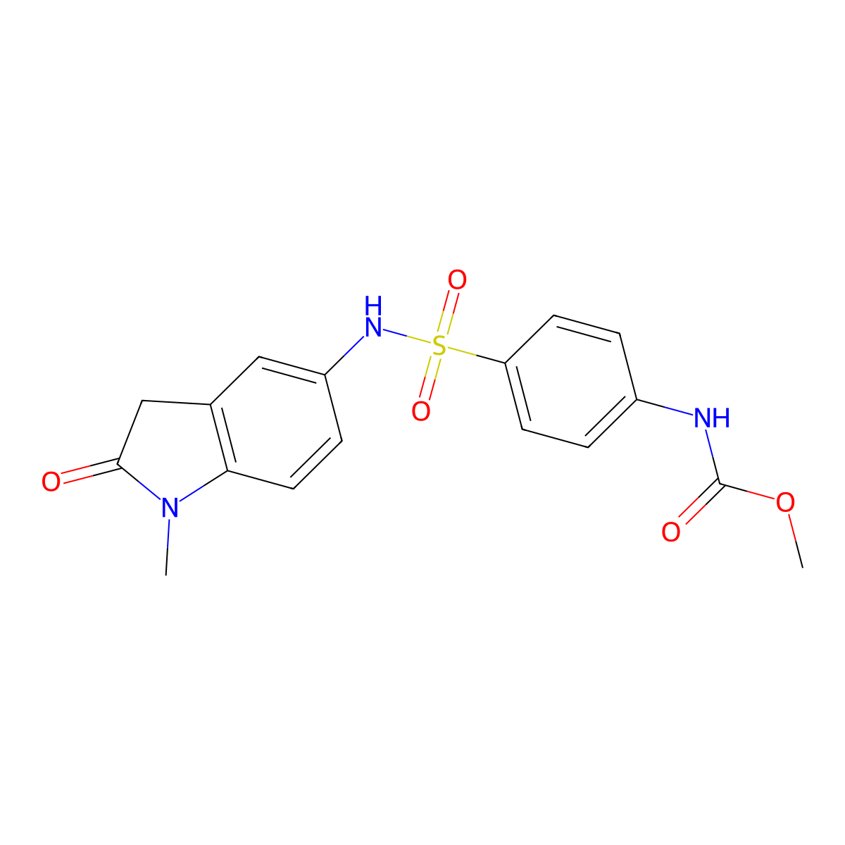 methyl (4-(N-(1-methyl-2-oxoindolin-5-yl)sulfamoyl)phenyl)carbamate molecular structure, CAS 1448135-72-5