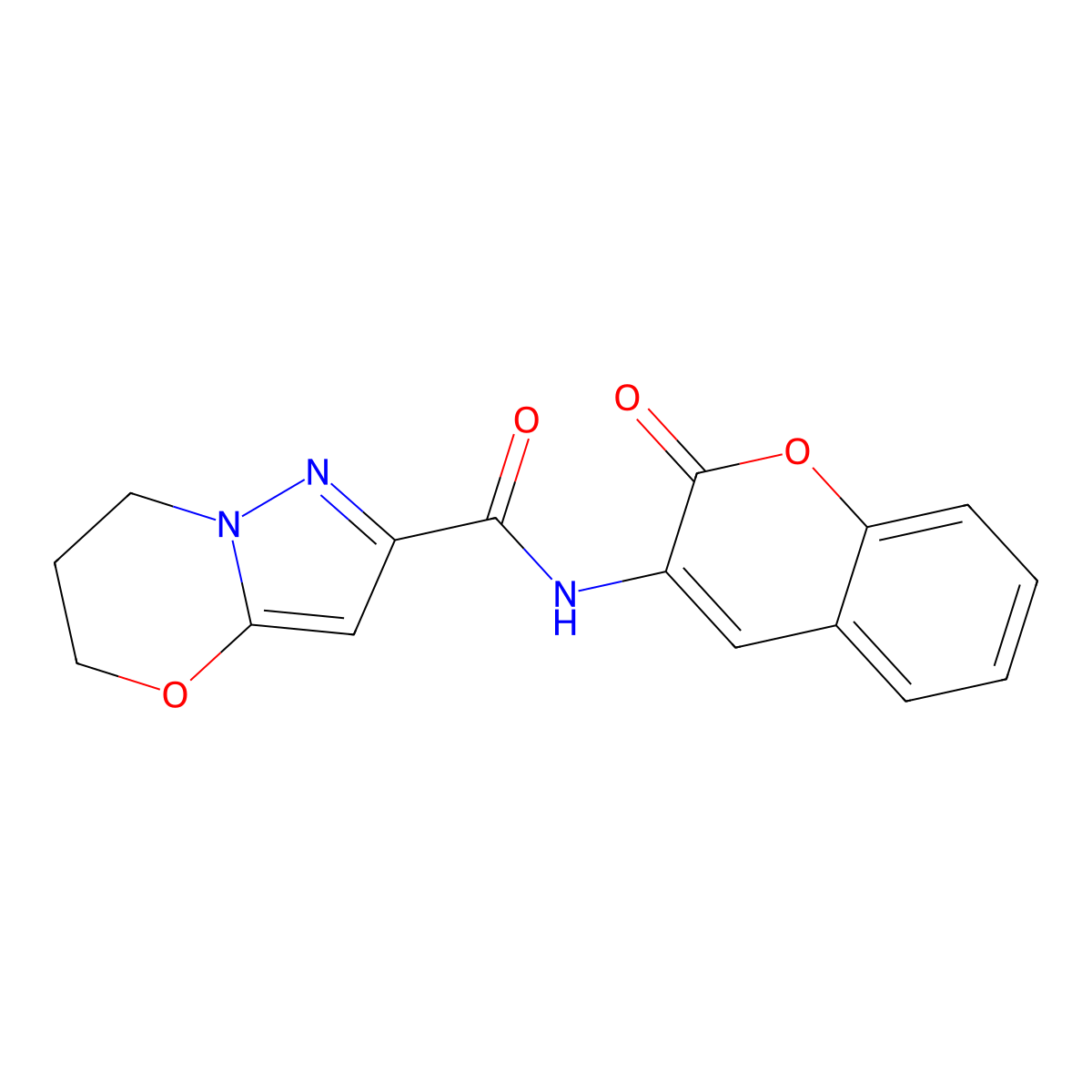 N-(2-oxo-2H-chromen-3-yl)-6,7-dihydro-5H-pyrazolo[5,1-b][1,3]oxazine-2-carboxamide molecular structure, CAS 1448135-85-0