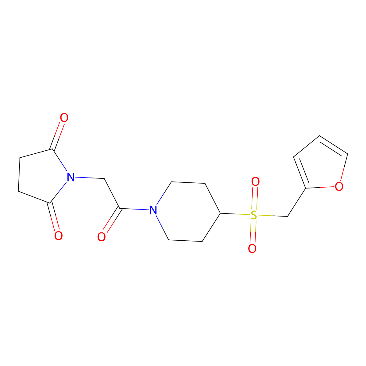 1-(2-(4-((Furan-2-ylmethyl)sulfonyl)piperidin-1-yl)-2-oxoethyl)pyrrolidine-2,5-dione molecular structure, CAS 1448135-94-1