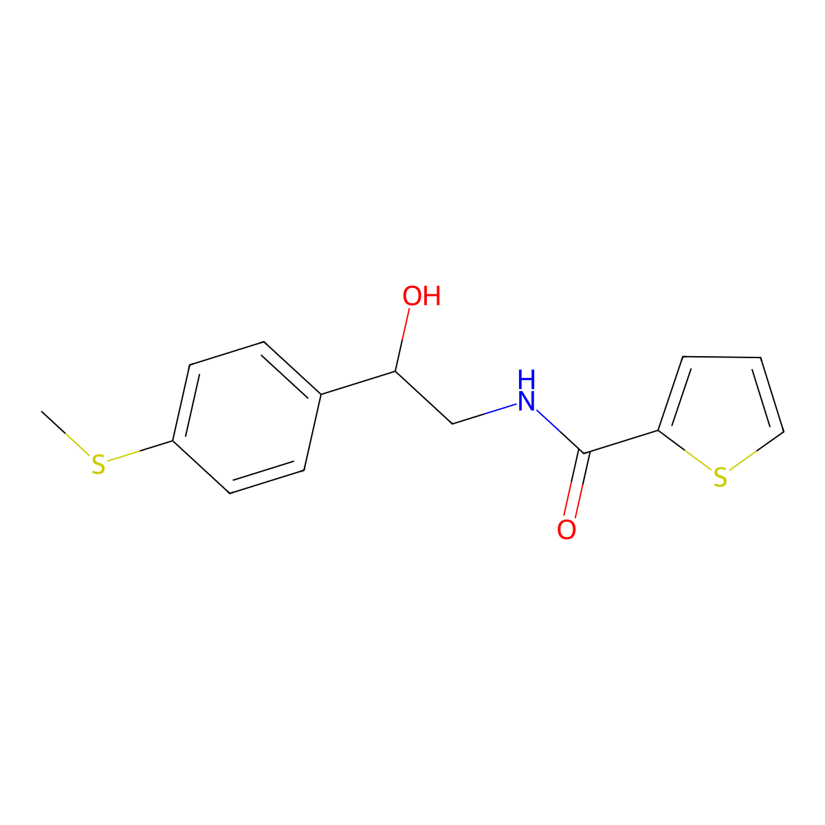 N-(2-hydroxy-2-(4-(methylthio)phenyl)ethyl)thiophene-2-carboxamide molecular structure, CAS 1448135-95-2