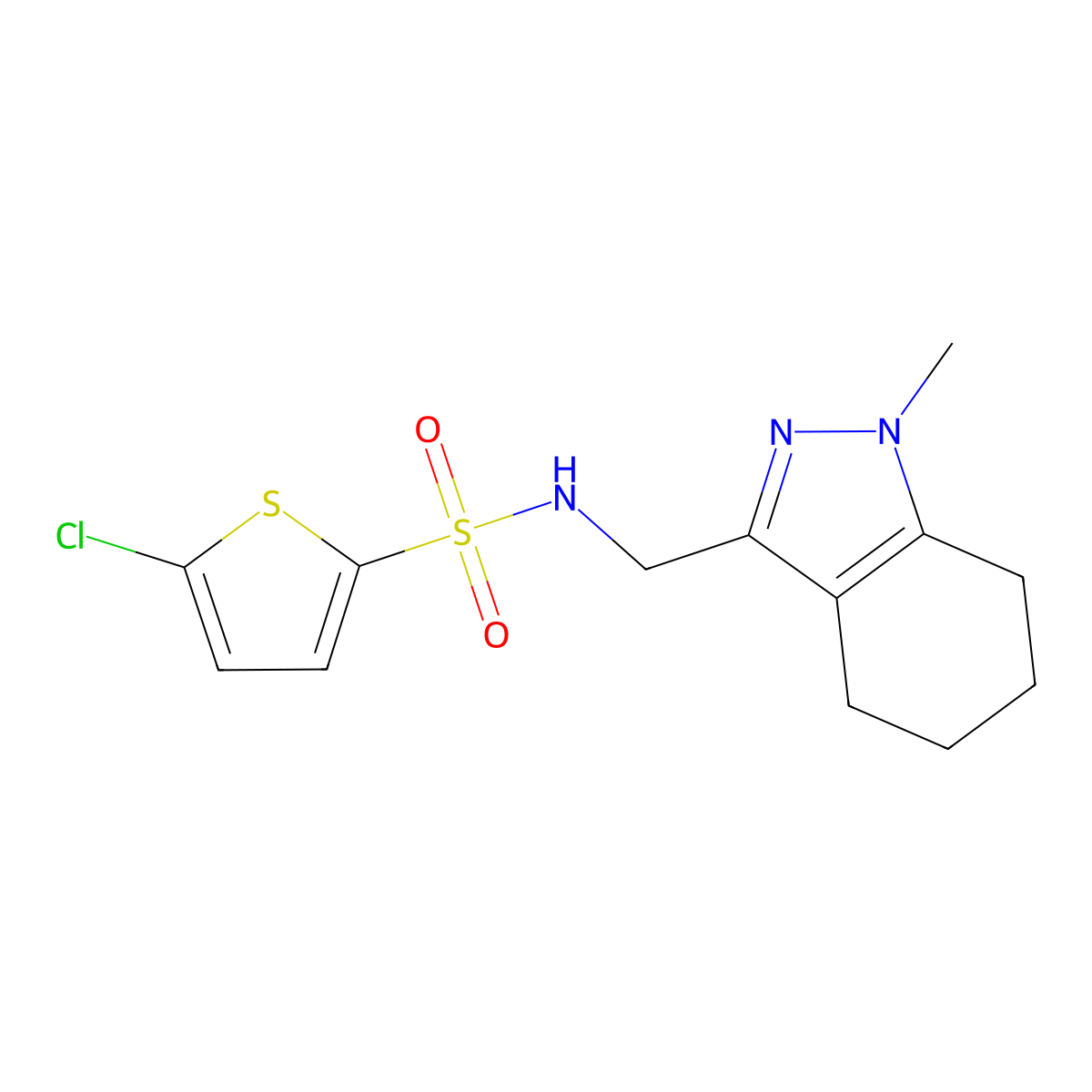 5-chloro-N-[(1-methyl-4,5,6,7-tetrahydro-1H-indazol-3-yl)methyl]thiophene-2-sulfonamide molecular structure, CAS 1448136-01-3