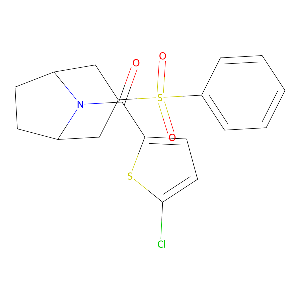 (5-chlorothiophen-2-yl)((1R,5S)-3-(phenylsulfonyl)-8-azabicyclo[3.2.1]octan-8-yl)methanone molecular structure, CAS 1448136-05-7