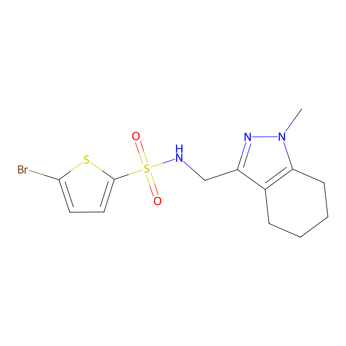 5-bromo-N-[(1-methyl-4,5,6,7-tetrahydro-1H-indazol-3-yl)methyl]thiophene-2-sulfonamide molecular structure, CAS 1448136-06-8