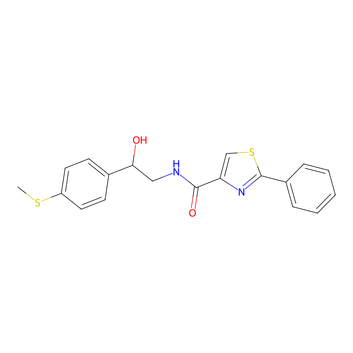 N-(2-hydroxy-2-(4-(methylthio)phenyl)ethyl)-2-phenylthiazole-4-carboxamide molecular structure, CAS 1448136-08-0
