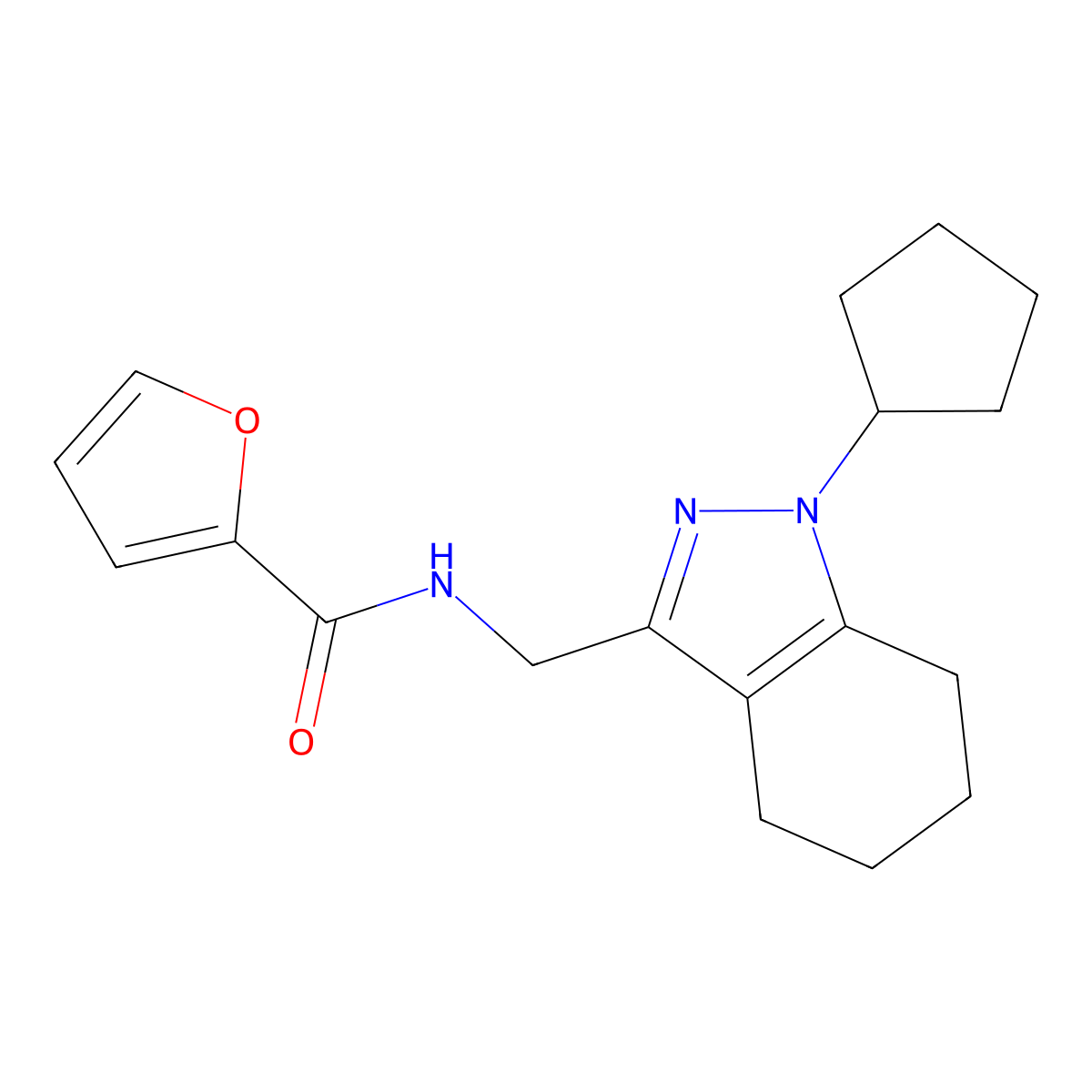 N-((1-cyclopentyl-4,5,6,7-tetrahydro-1H-indazol-3-yl)methyl)furan-2-carboxamide molecular structure, CAS 1448136-14-8