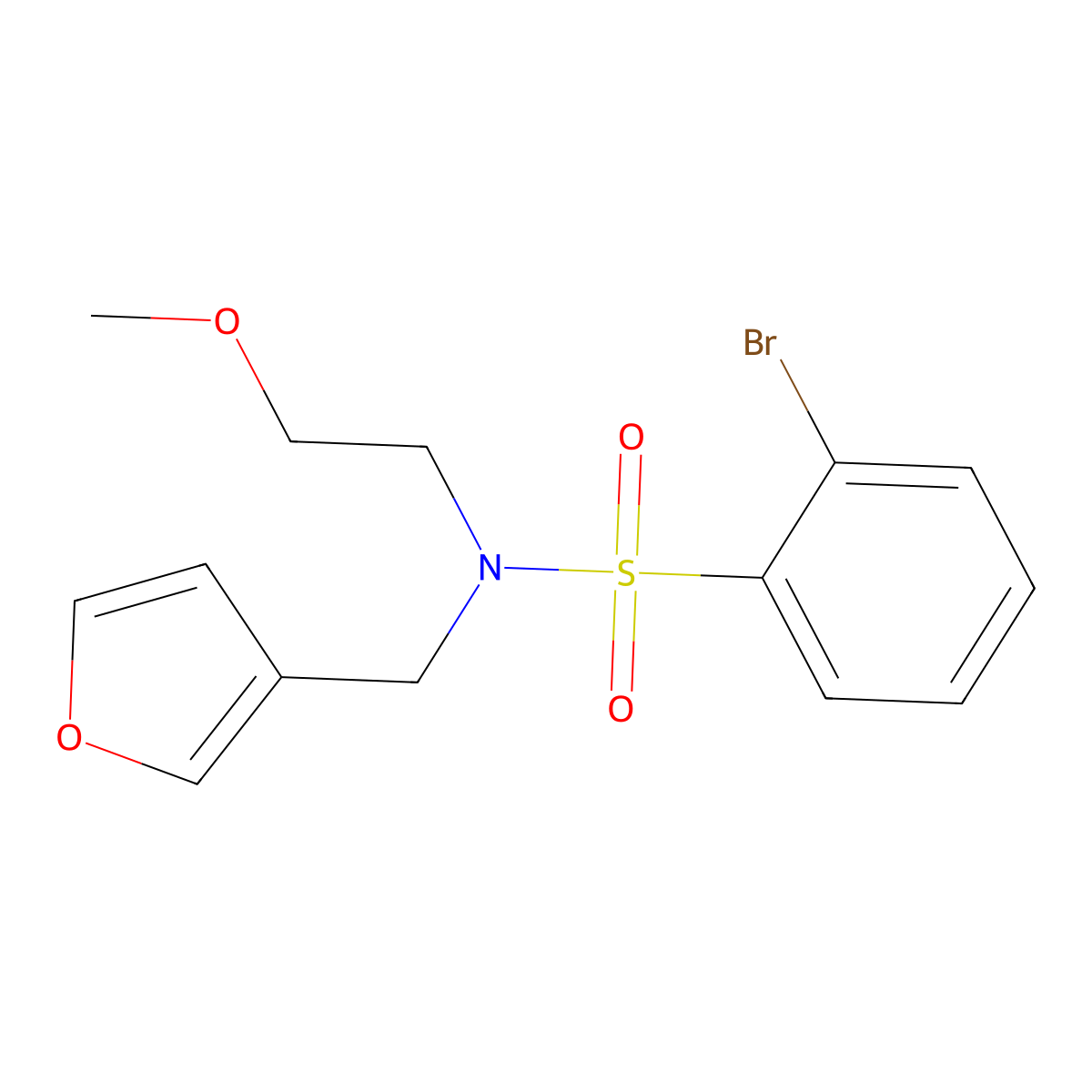 2-bromo-N-(furan-3-ylmethyl)-N-(2-methoxyethyl)benzenesulfonamide molecular structure, CAS 1448136-31-9