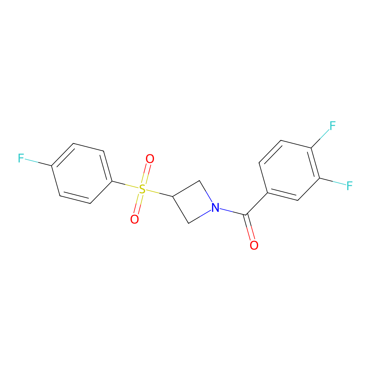 (3,4-Difluorophenyl)(3-((4-fluorophenyl)sulfonyl)azetidin-1-yl)methanone molecular structure, CAS 1448136-39-7