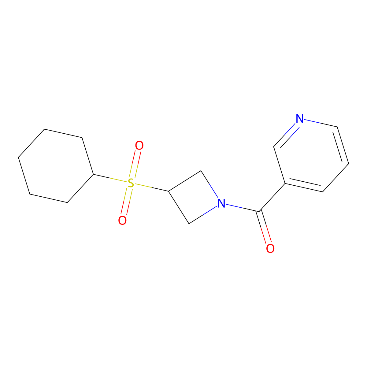 (3-(Cyclohexylsulfonyl)azetidin-1-yl)(pyridin-3-yl)methanone molecular structure, CAS 1448136-45-5