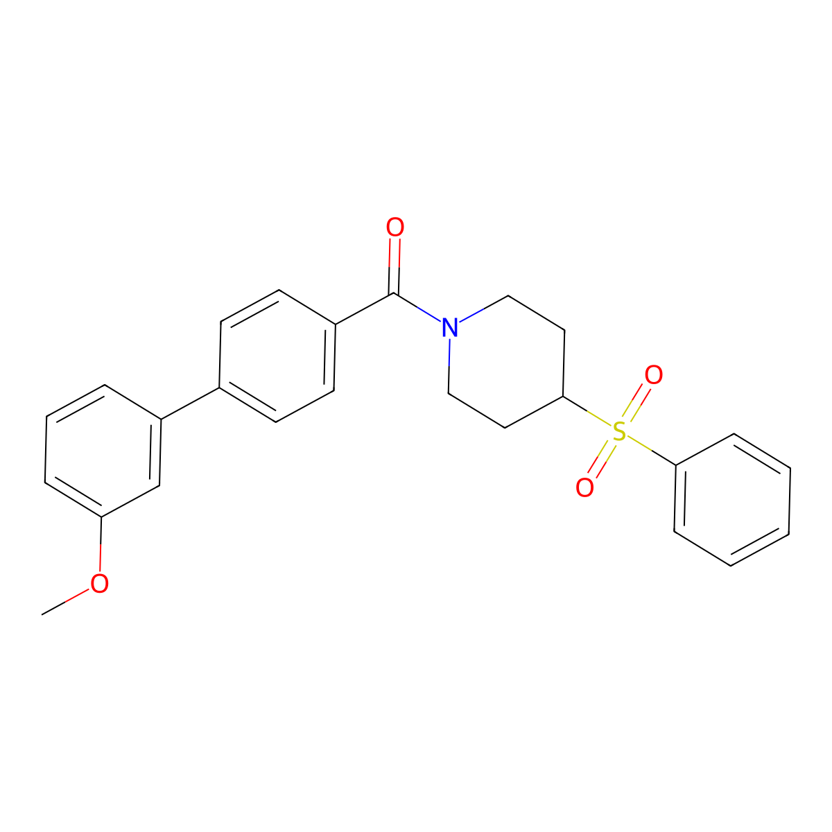 (3'-Methoxy-[1,1'-biphenyl]-4-yl)(4-(phenylsulfonyl)piperidin-1-yl)methanone molecular structure, CAS 1448136-50-2