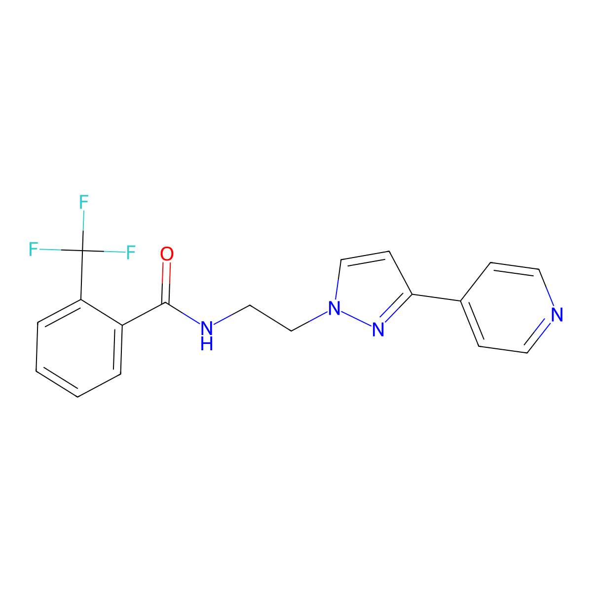 N-{2-[3-(pyridin-4-yl)-1H-pyrazol-1-yl]ethyl}-2-(trifluoromethyl)benzamide molecular structure, CAS 1448136-52-4