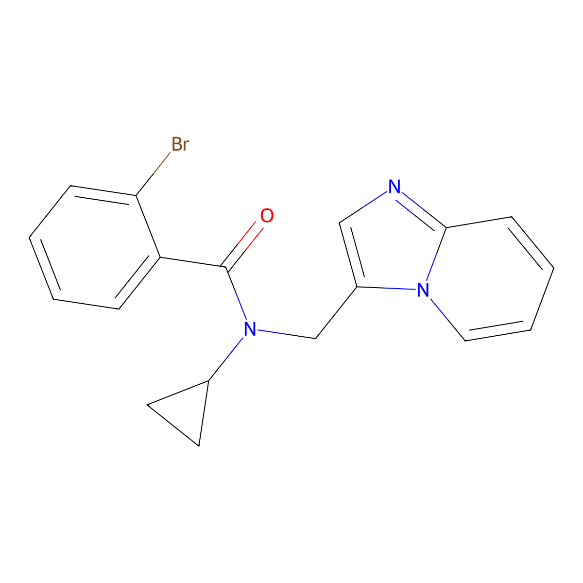 2-bromo-N-cyclopropyl-N-(imidazo[1,2-a]pyridin-3-ylmethyl)benzamide molecular structure, CAS 1448136-56-8