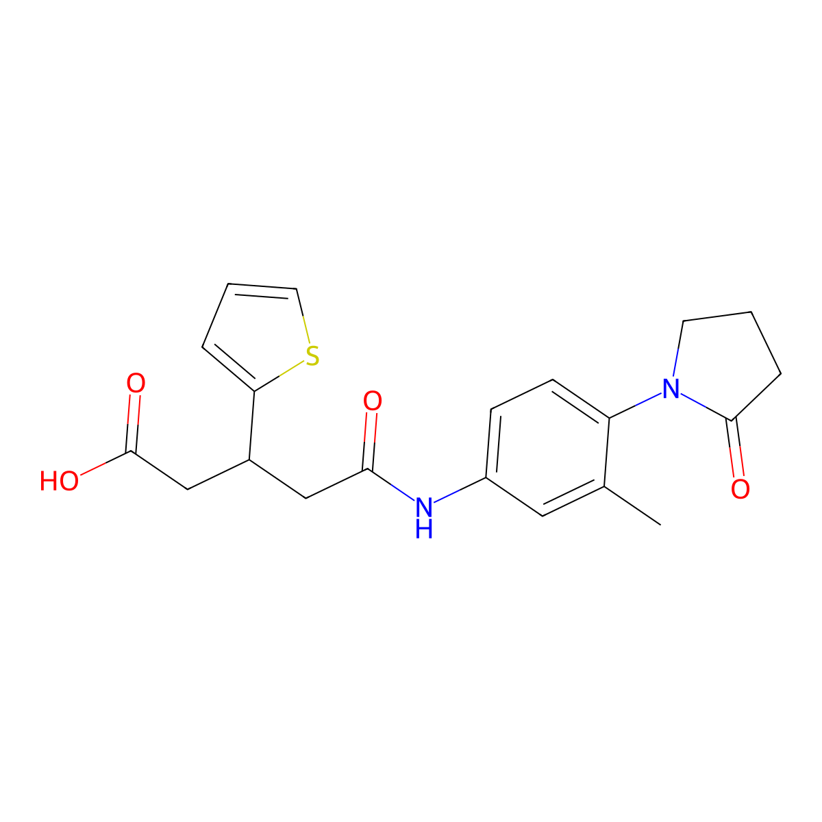 5-((3-Methyl-4-(2-oxopyrrolidin-1-yl)phenyl)amino)-5-oxo-3-(thiophen-2-yl)pentanoic acid molecular structure, CAS 1448136-61-5