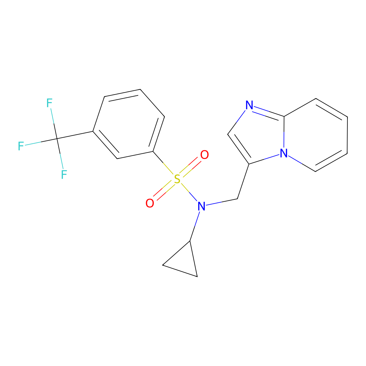 N-cyclopropyl-N-(imidazo[1,2-a]pyridin-3-ylmethyl)-3-(trifluoromethyl)benzenesulfonamide molecular structure, CAS 1448136-63-7