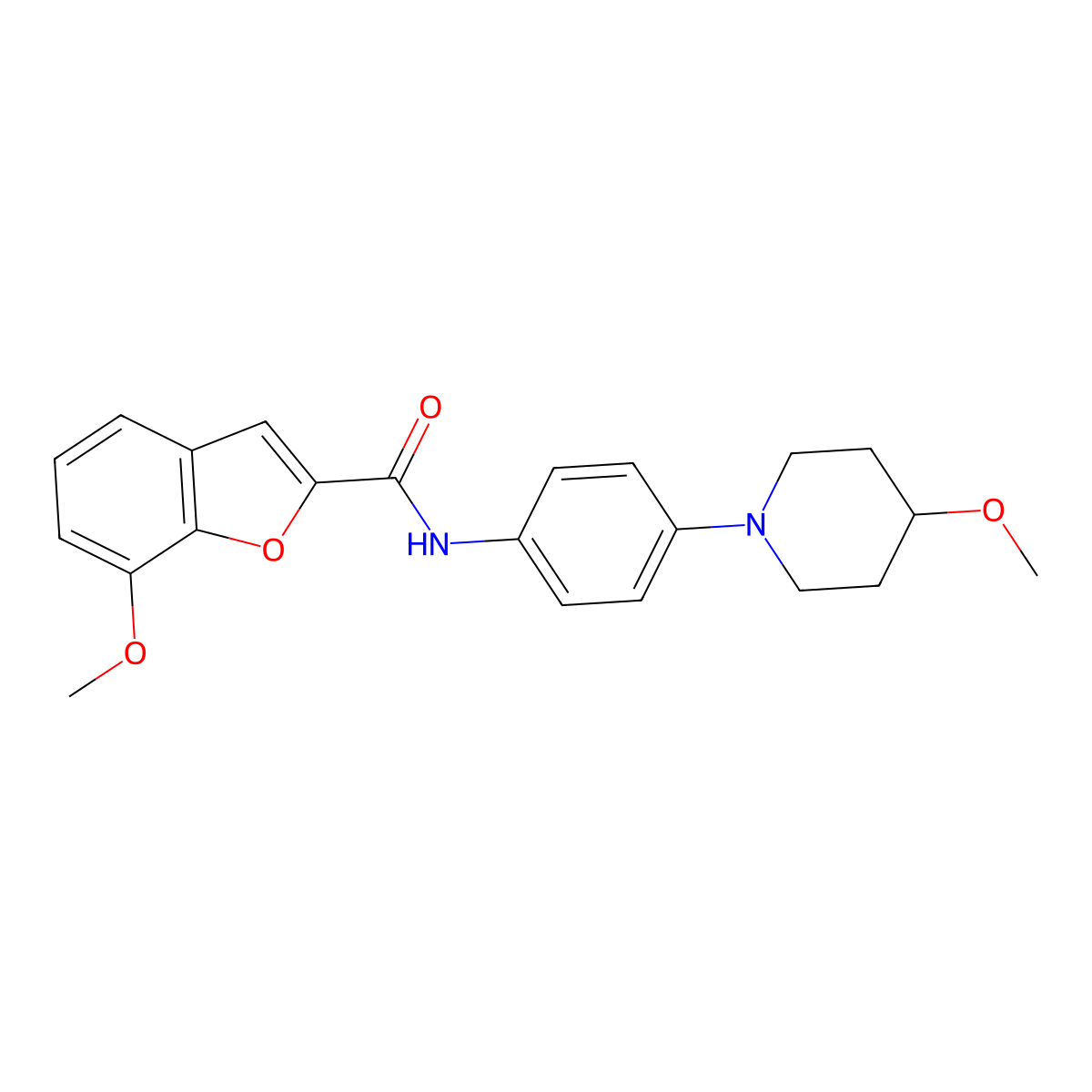 7-methoxy-N-(4-(4-methoxypiperidin-1-yl)phenyl)benzofuran-2-carboxamide molecular structure, CAS 1448136-68-2