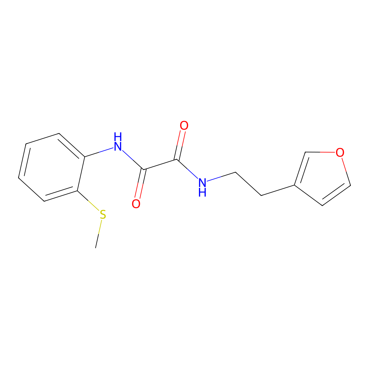 N1-(2-(furan-3-yl)ethyl)-N2-(2-(methylthio)phenyl)oxalamide molecular structure, CAS 1448136-69-3