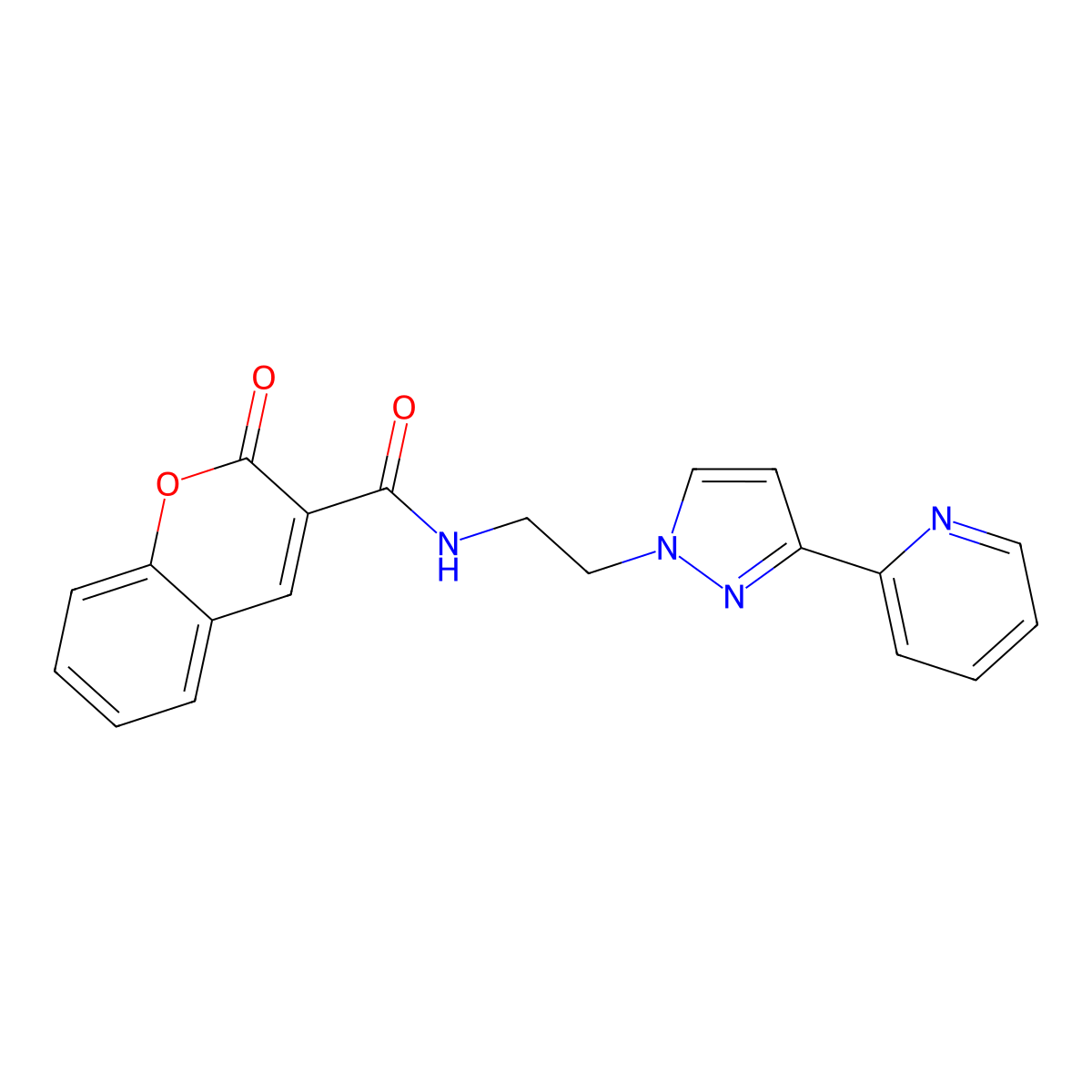 2-oxo-N-{2-[3-(pyridin-2-yl)-1H-pyrazol-1-yl]ethyl}-2H-chromene-3-carboxamide molecular structure, CAS 1448136-72-8