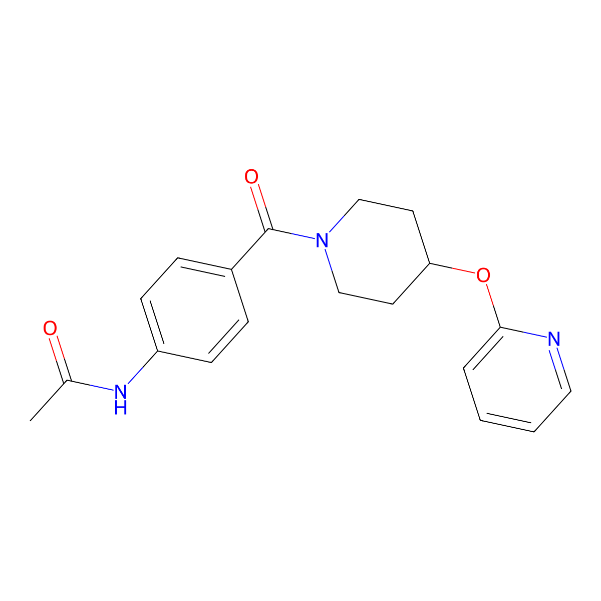 N-(4-(4-(pyridin-2-yloxy)piperidine-1-carbonyl)phenyl)acetamide molecular structure, CAS 1448136-74-0