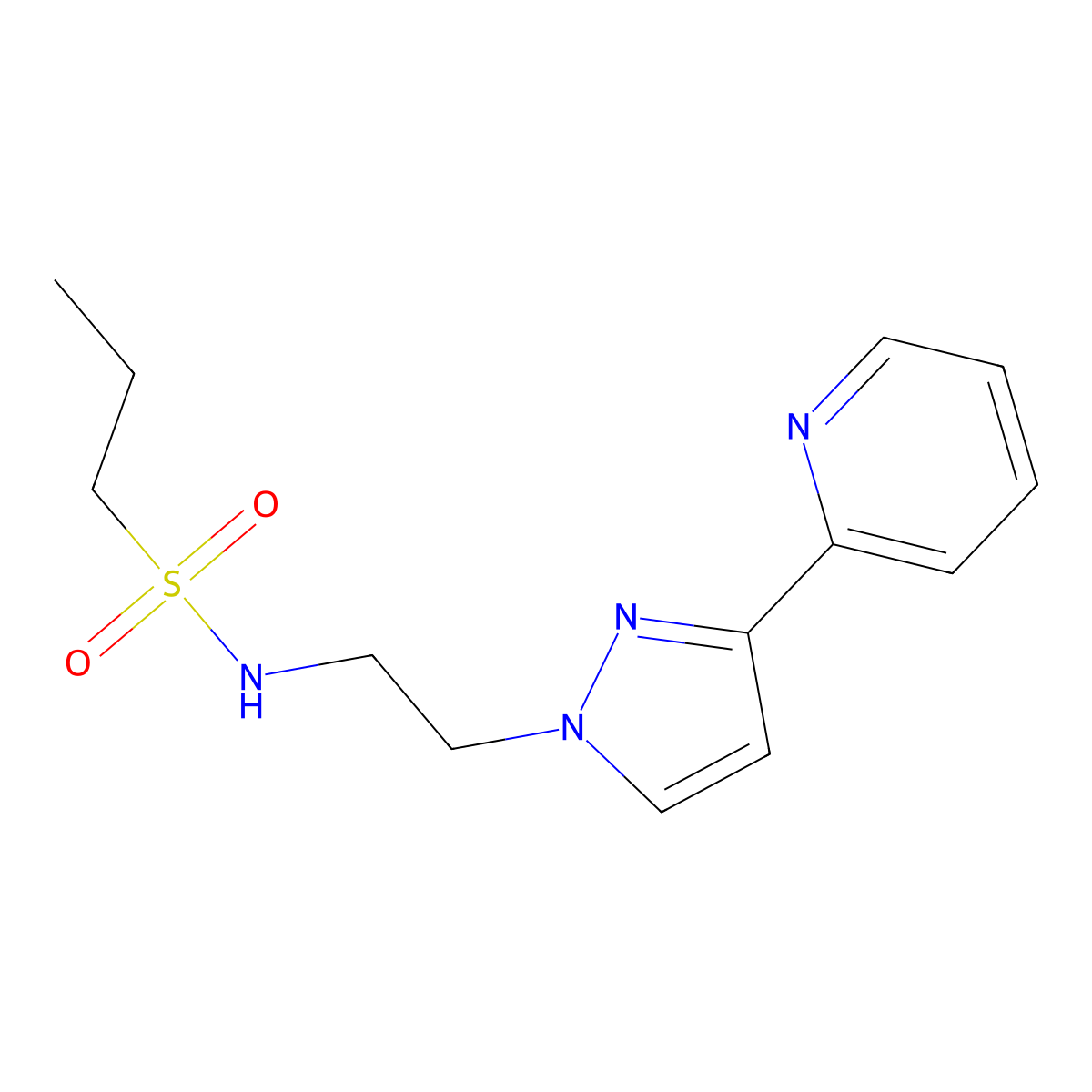 N-(2-(3-(pyridin-2-yl)-1H-pyrazol-1-yl)ethyl)propane-1-sulfonamide molecular structure, CAS 1448136-76-2