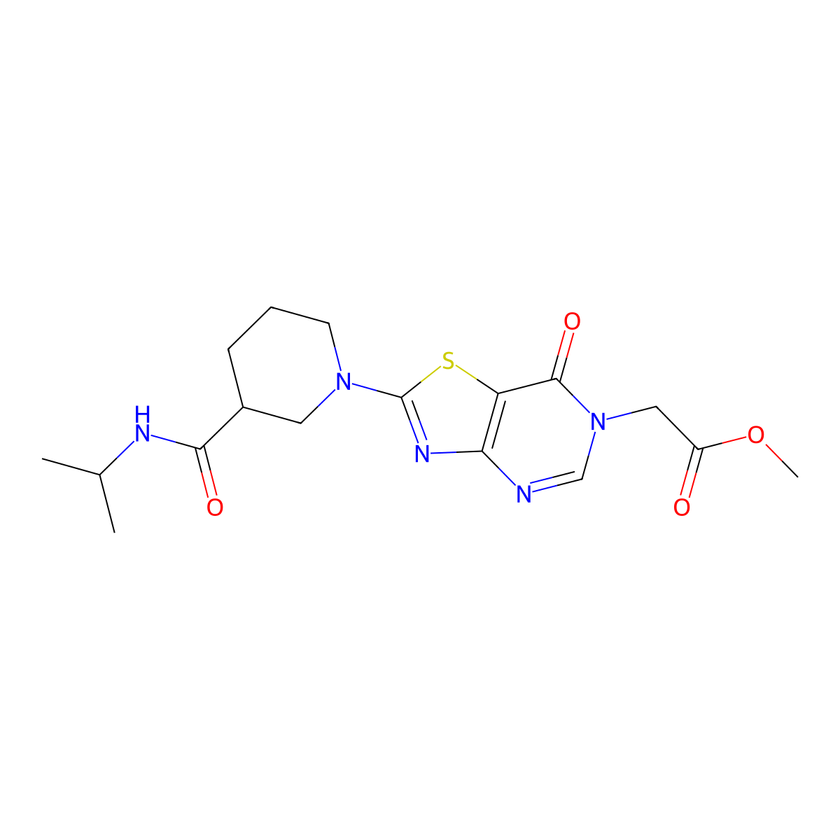 methyl 2-(2-(3-(isopropylcarbamoyl)piperidin-1-yl)-7-oxothiazolo[4,5-d]pyrimidin-6(7H)-yl)acetate molecular structure, CAS 1448136-77-3