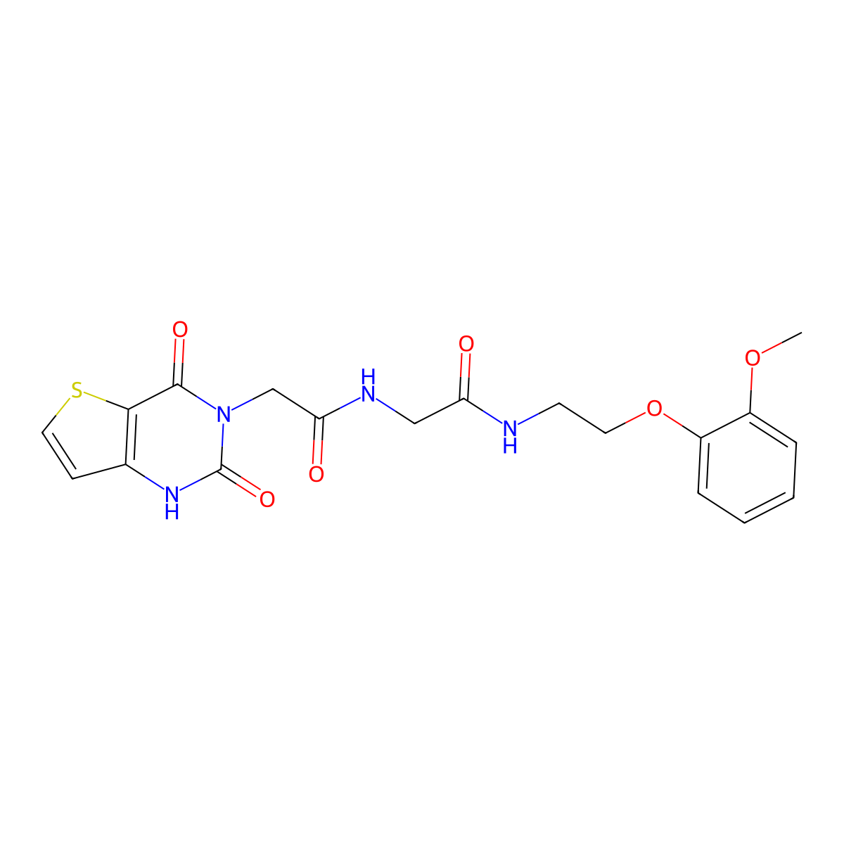 2-(2,4-dioxo-1,2-dihydrothieno[3,2-d]pyrimidin-3(4H)-yl)-N-(2-((2-(2-methoxyphenoxy)ethyl)amino)-2-oxoethyl)acetamide molecular structure, CAS 1448136-82-0