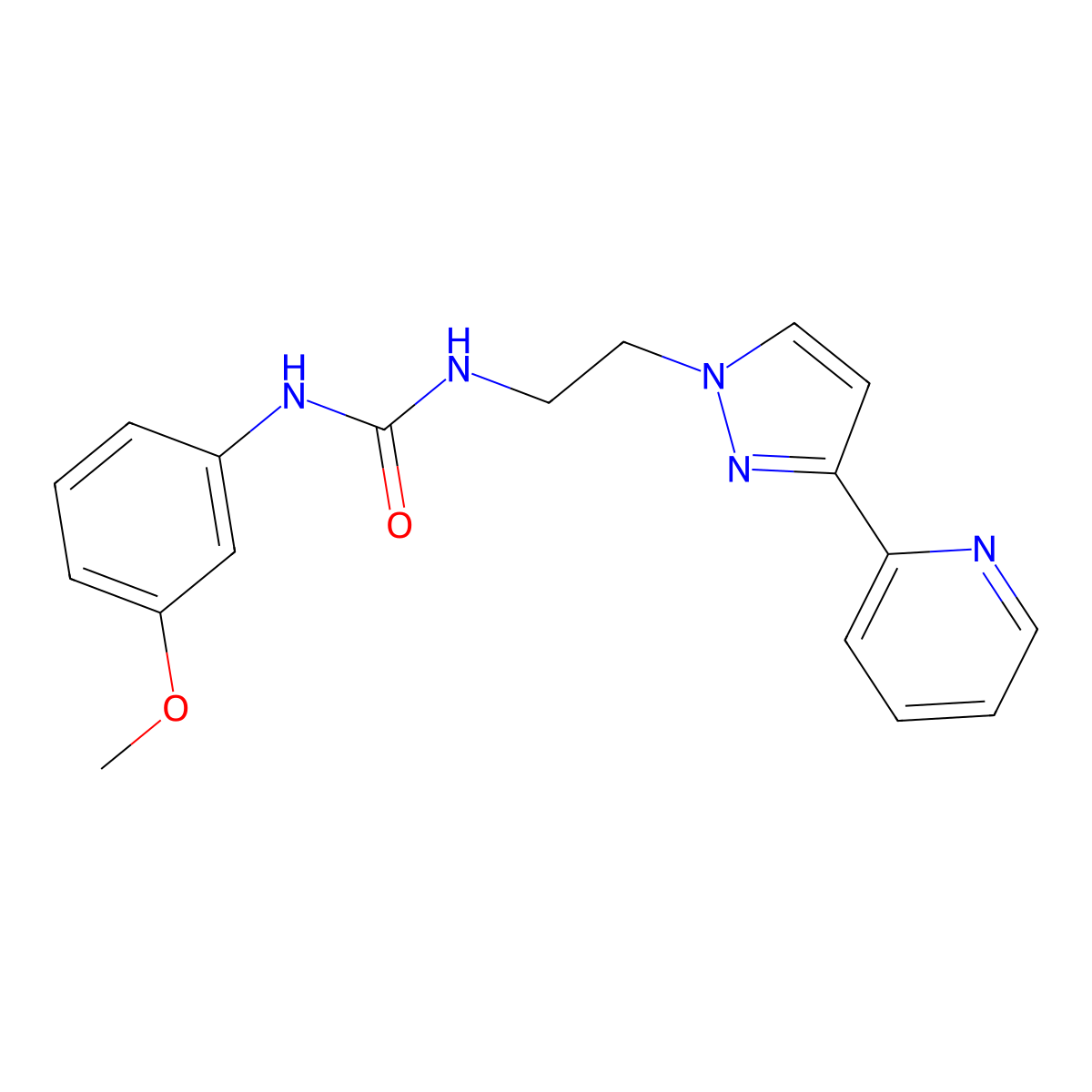 1-(3-methoxyphenyl)-3-(2-(3-(pyridin-2-yl)-1H-pyrazol-1-yl)ethyl)urea molecular structure, CAS 1448136-84-2