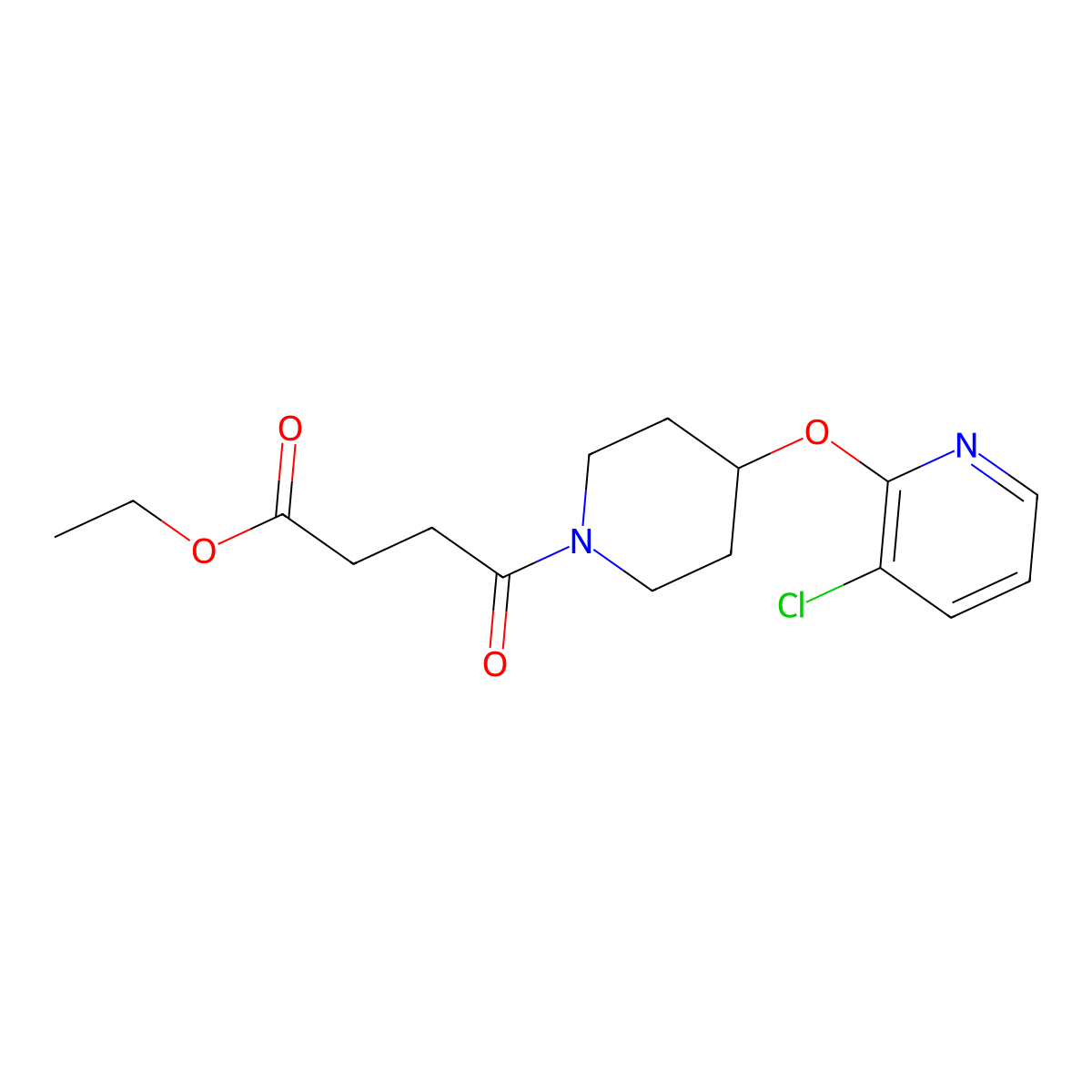 Ethyl 4-(4-((3-chloropyridin-2-yl)oxy)piperidin-1-yl)-4-oxobutanoate molecular structure, CAS 1448136-86-4