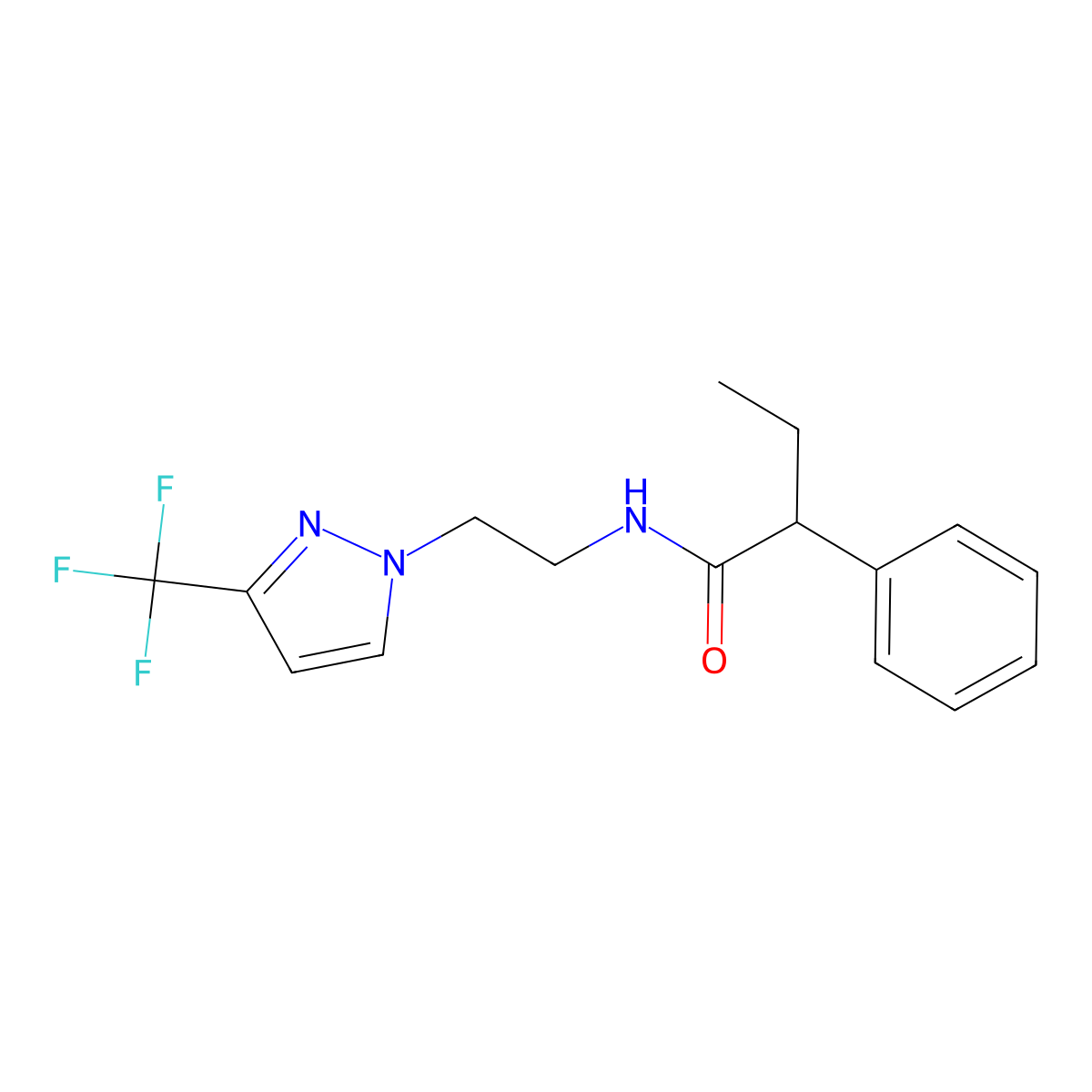 2-phenyl-N-{2-[3-(trifluoromethyl)-1H-pyrazol-1-yl]ethyl}butanamide molecular structure, CAS 1448136-87-5
